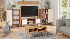 Armoire Fondi chêne artisanat or - blanc, scandinave