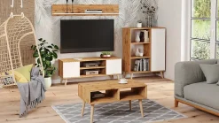 Armoire Fondi chêne artisanat or - blanc, scandinave