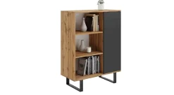 Armoire Fondi chêne artisanat or - noir, style loft