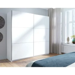Armoire, garde robe 200 cm 2 portes coulissantes - blanc - Collection ARSALA
