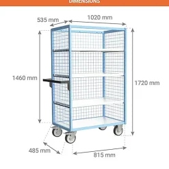 Armoire grillagée sans toit - Plateau 815x485mm - Charge max 500kg - 880725215