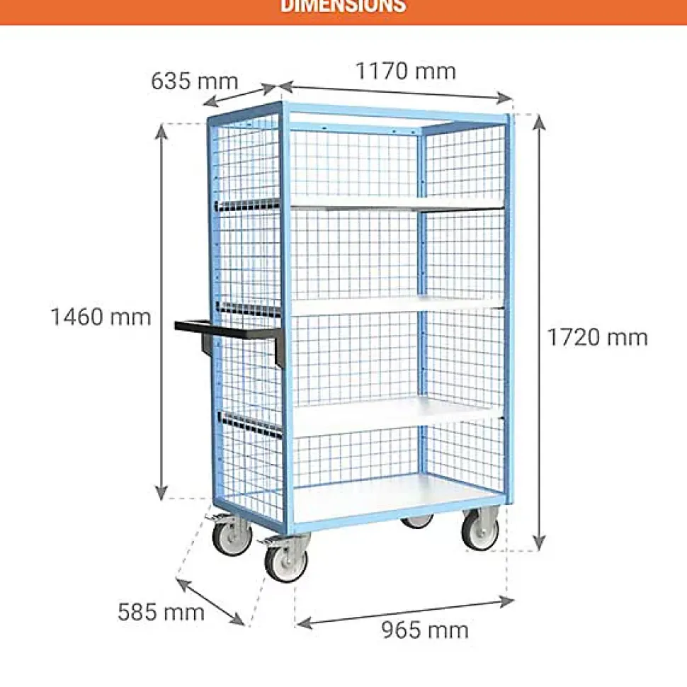 Armoire grillagée sans toit 3 étagères incluses - Plateau 965x585mm - Charge max 500kg - 880725225