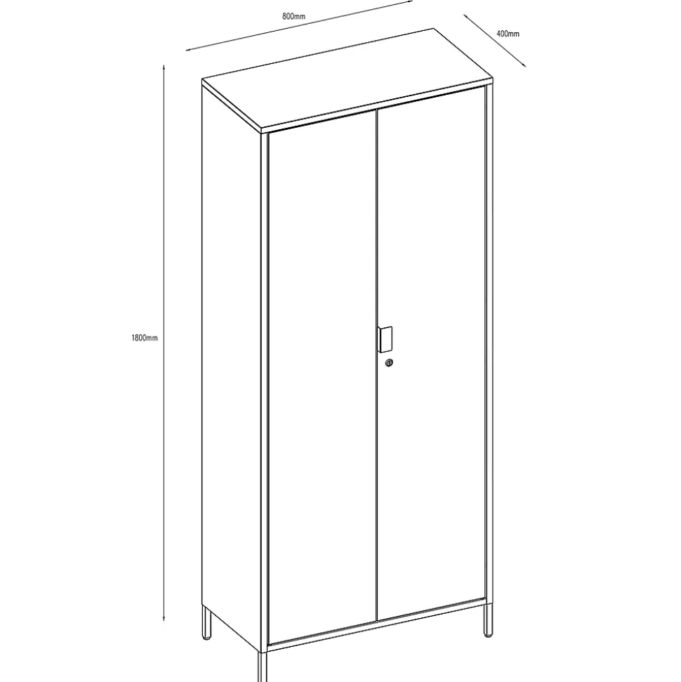 Armoire haute en métal noir GoodHome Rand H. 180 x L. 80 x P. 40 cm