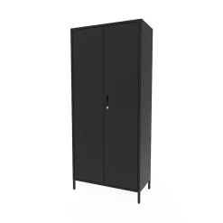 Armoire haute en métal noir GoodHome Rand H. 180 x L. 80 x P. 40 cm