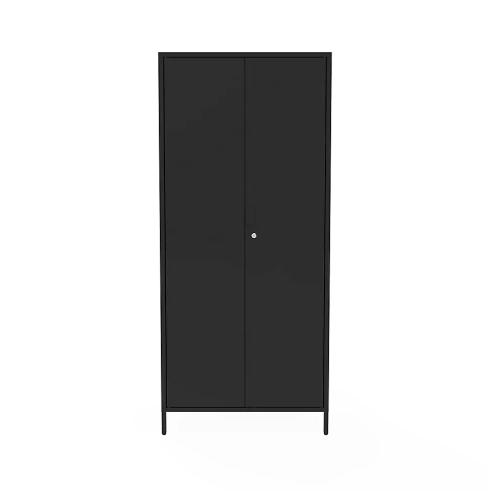 Armoire haute en métal noir GoodHome Rand H. 180 x L. 80 x P. 40 cm