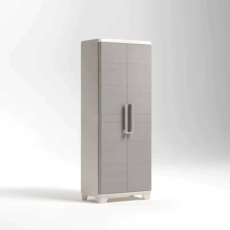 Armoire haute Keter Linea Wood gris l.68 x H.173 x P.39 cm