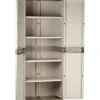 Armoire haute meuble de rangement 2 portes intérieur/extérieur coloris beige - Longueur 70 x Profondeur 41 x Hauteur 176 cm