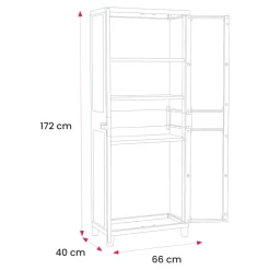 Armoire haute résine 3 tablettes L. 65 x H. 172 x P. 40 cm