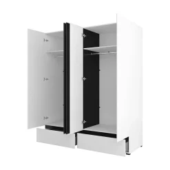 Armoire HAVANA 180 cm 4 portes et 2 tiroirs Coloris blanc et noir Design moderne et grande capacité
