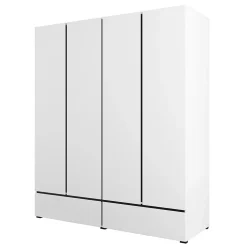 Armoire HAVANA 180 cm 4 portes et 2 tiroirs Coloris blanc et noir Design moderne et grande capacité