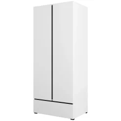 Armoire HAVANA 90 cm 2 portes et 1 tiroir Coloris blanc et noir Design moderne et fonctionnel