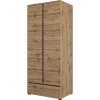Armoire HAVANA 90 cm Chene et noir 2 portes et 1 tiroir Rangement compact au style naturel