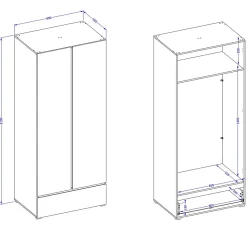 Armoire HAVANA 90 cm Chene et noir 2 portes et 1 tiroir Rangement compact au style naturel