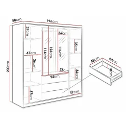 Armoire Honolulu 251, 200x196x58cm