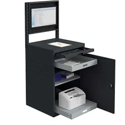Armoire informatique fixe - Gris anthracite - Box écran 24 pouces inclinable et plateau - W040010029-GCGC