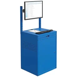 Armoire informatique fixe - Bleu industriel - Support écran sur rail - W040010031-GCBI
