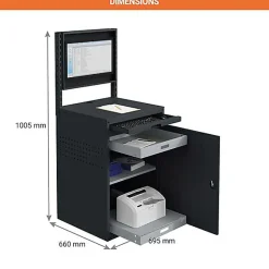 Armoire informatique fixe - Gris anthracite - Box écran 24 pouces inclinable et plateau - W040010029-GCGA