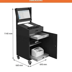 Armoire informatique fixe - Gris anthracite - Box écran 24 pouces inclinable et plateau - W040010030-GCGC