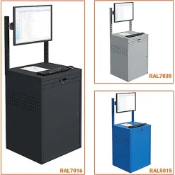 Armoire informatique fixe - Gris clair - Support écran sur rail - W040010031-GCGC