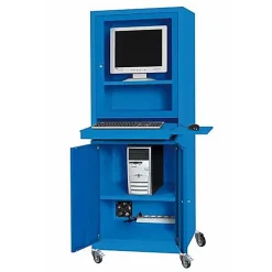 Armoire informatique mobile - Ecran 24 po - Bleu industriel RAL5015 - W040010002-BI