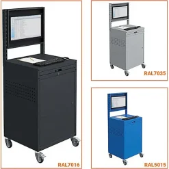 Armoire informatique mobile - Bleu RAL5015 - Ecran inclinable - W040010028-GCBI