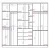 Armoire ISAK II - 4 portes - Miroir et tiroirs - L240 cm - Chêne et ivoire