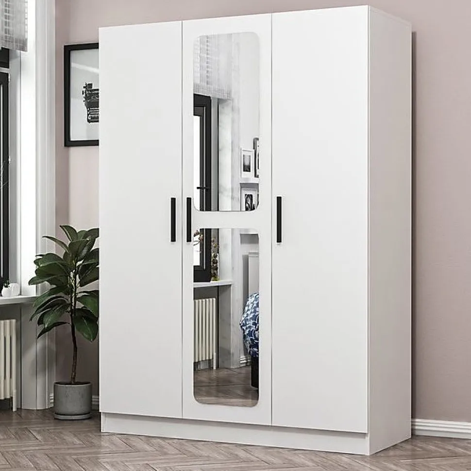 Armoire KALE blanc avec miroir 135x52x190 cm