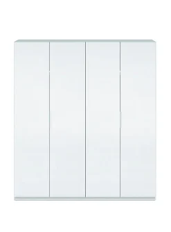 Armoire Knoxville, Armoire de chambre avec 4 portes battantes, Armoire avec 2 Etageres, 180x52h200 cm, Blanc
