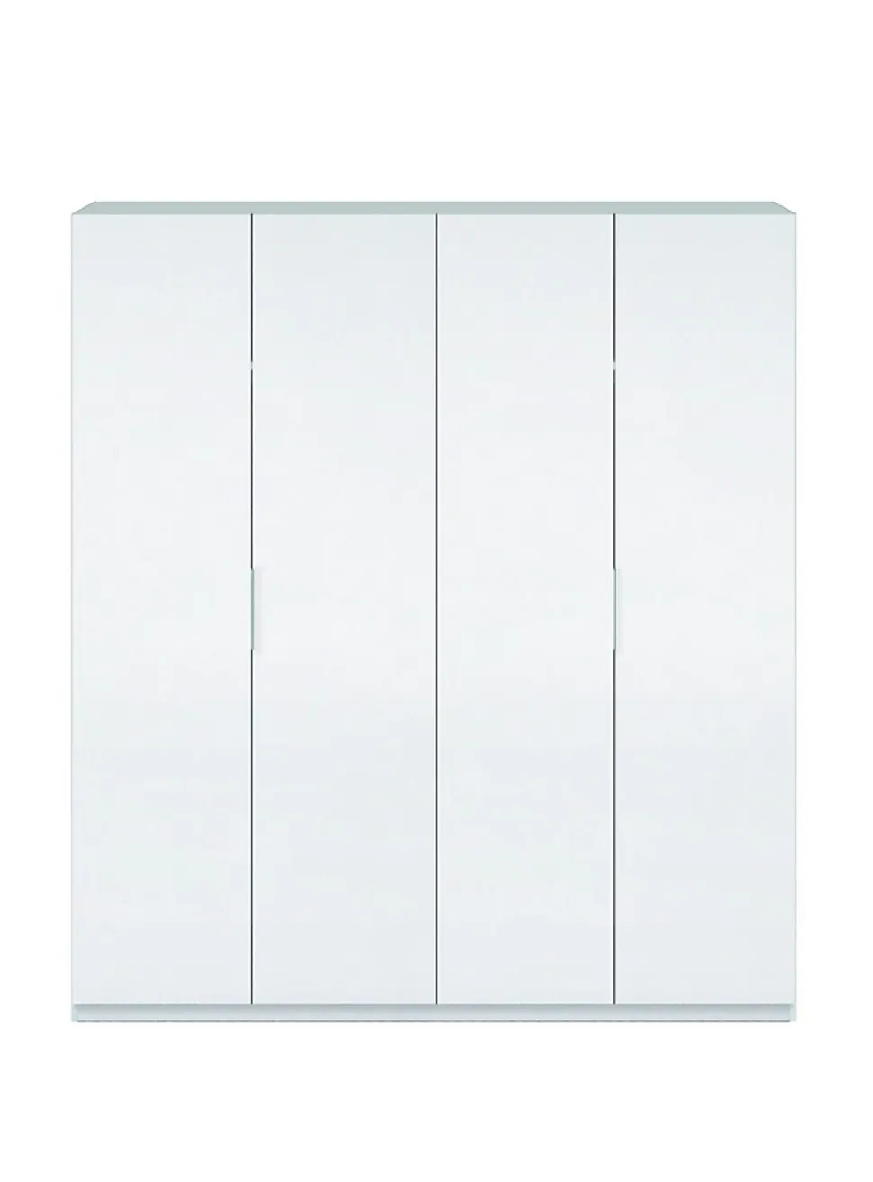 Armoire Knoxville, Armoire de chambre avec 4 portes battantes, Armoire avec 2 Etageres, 180x52h200 cm, Blanc