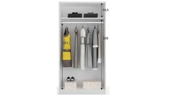 Armoire Lansing, Armoire de chambre avec 2 portes coulissantes, Armoire avec Etagere et tringle à vêtements, 100x50h200 cm, Chêne
