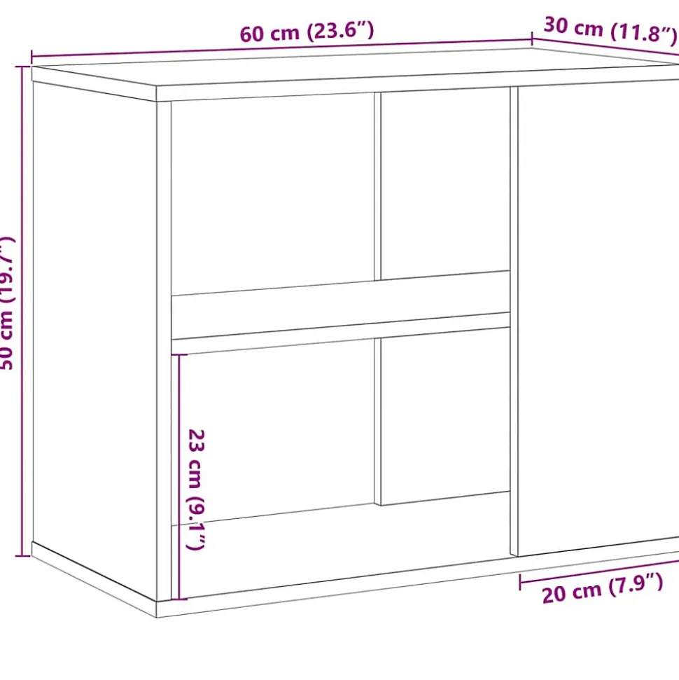 Armoire latérale vieux bois 60x30x50 cm bois d'ingénierie vidaXL