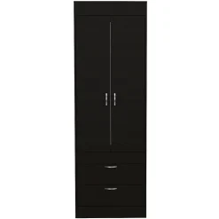 Armoire Lisboa, avec 2 tiroirs et rail de suspension , 178.81 cm X 59.18 cm X 48 cm , Noir