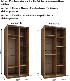 Armoire Lux 3 à portes battantes H. 245,5 x L. 100 x P. 64, 2 portes
