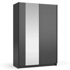 Armoire LYSIA 120 cm noir mat 2 portes coulissantes avec miroir