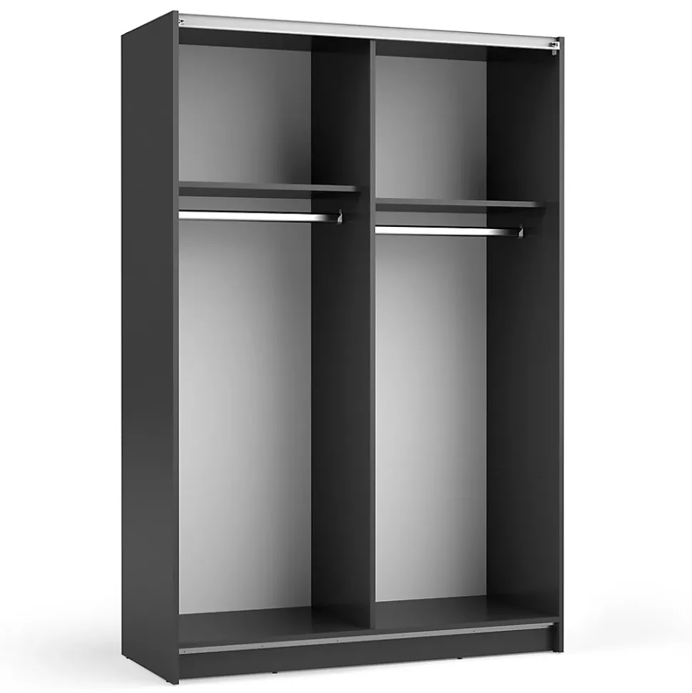 Armoire LYSIA 120 cm noir mat 2 portes coulissantes avec miroir