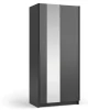 Armoire LYSIA 80 cm noir mat 2 portes coulissantes avec miroir