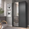 Armoire LYSIA 100 cm noir mat 2 portes coulissantes avec miroir