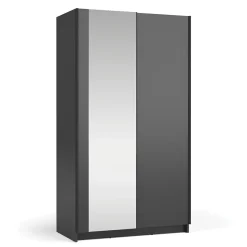 Armoire LYSIA 100 cm noir mat 2 portes coulissantes avec miroir