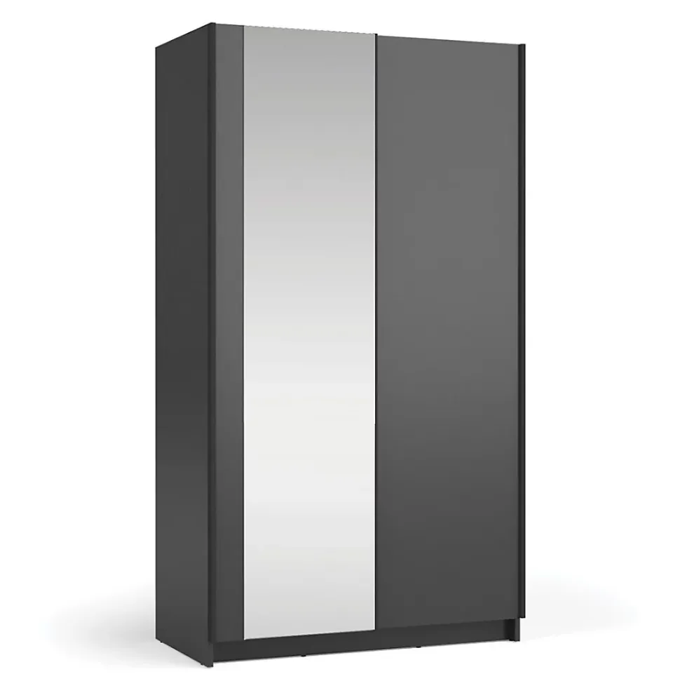Armoire LYSIA 100 cm noir mat 2 portes coulissantes avec miroir