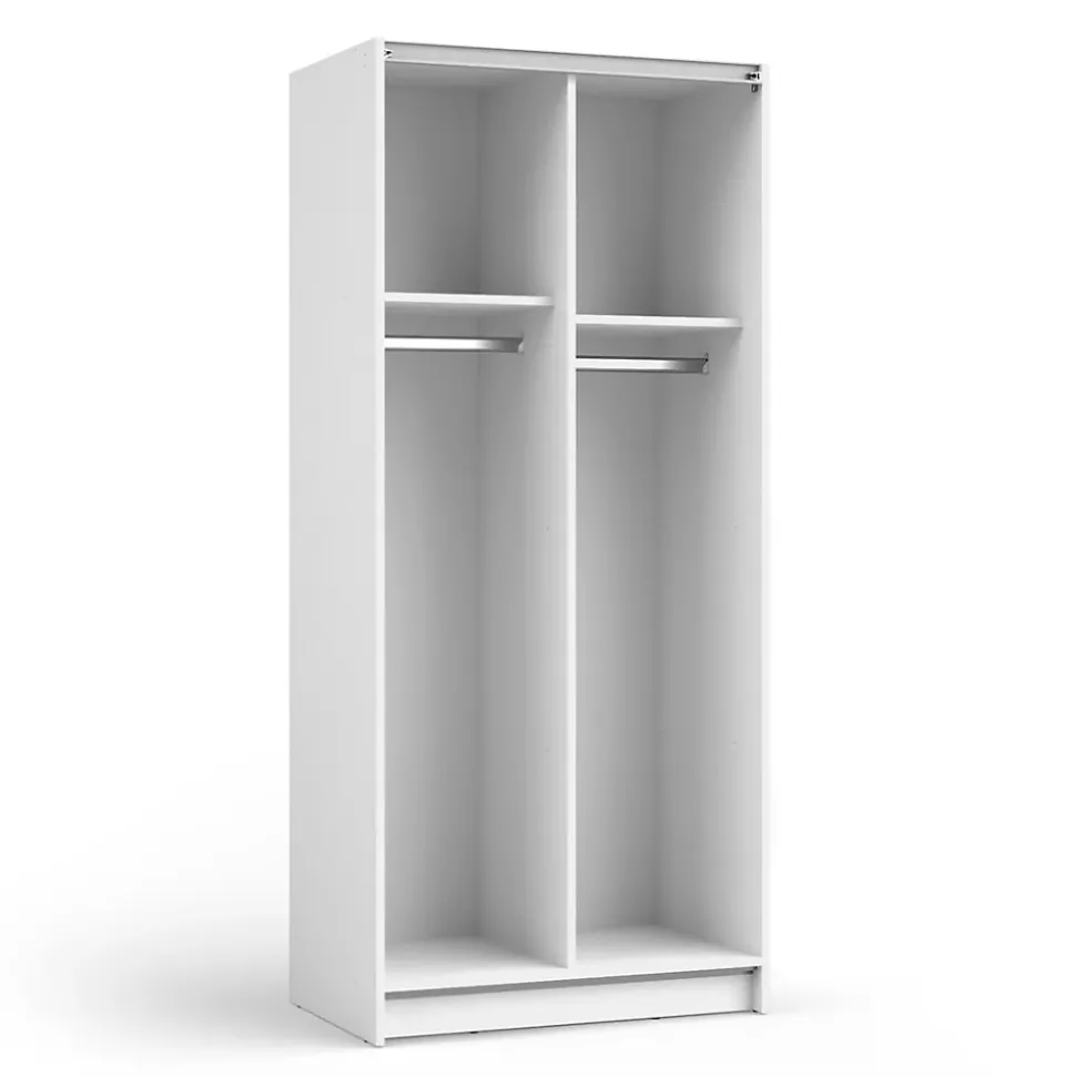 Armoire LYSIA 2 portes coulissantes avec miroir 80 x 182 x 55 cm Coloris blanc