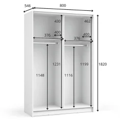 Armoire LYSIA 2 portes coulissantes avec miroir 80 x 182 x 55 cm Coloris blanc