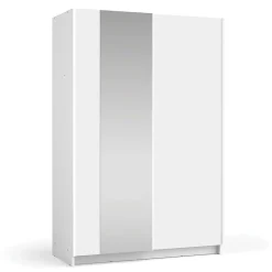 Armoire LYSIA 2 portes coulissantes avec miroir 120 x 182 x 55 cm Coloris blanc