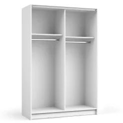 Armoire LYSIA 2 portes coulissantes avec miroir 120 x 182 x 55 cm Coloris blanc