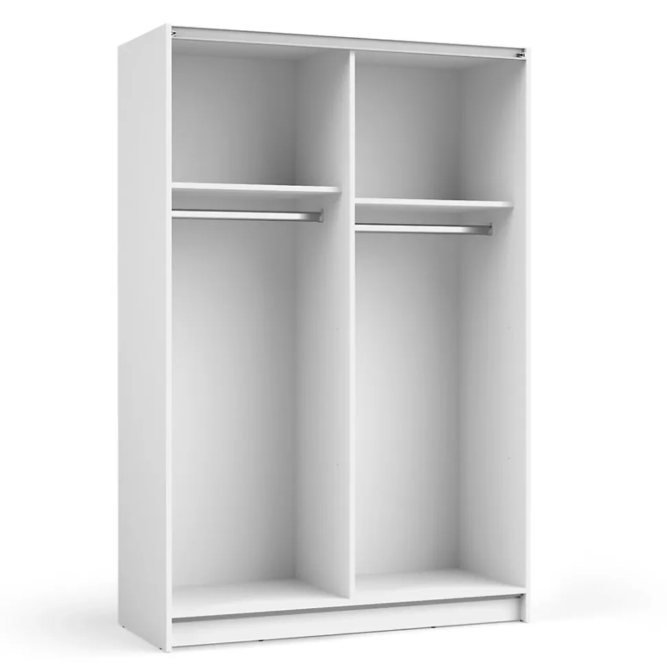 Armoire LYSIA 2 portes coulissantes avec miroir 120 x 182 x 55 cm Coloris blanc