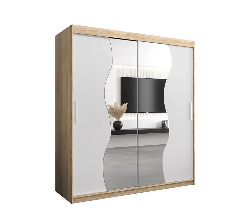 Armoire Madryt a portes coulissantes H. 200 x L. 180 x P. 62 2 portes