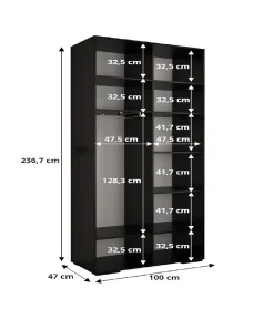 Armoire Manhattan Ryfel 4 a portes battantes H. 236,7 x L. 300 x P. 47, 6 portes