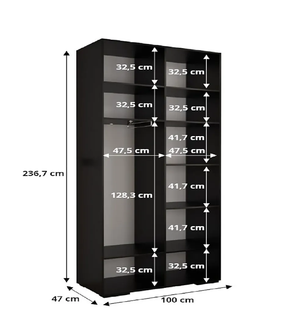 Armoire Manhattan Ryfel 2 a portes battantes H. 236,7 x L. 200 x P. 47, 4 portes