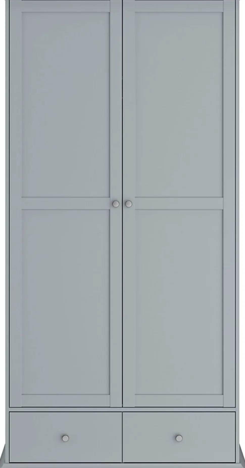 Armoire MARGAUX 2 portes 2 tiroirs gris galet L104 P53 H202 cm panneaux 15 mm