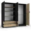Armoire MELODY - design moderne avec miroir et multiples espaces de rangement