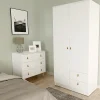 Armoire, meuble de rangement avec 2 portes et 2 tiroirs coloris blanc - Hauteur 200 x Longueur 100 x profondeur 51 cm